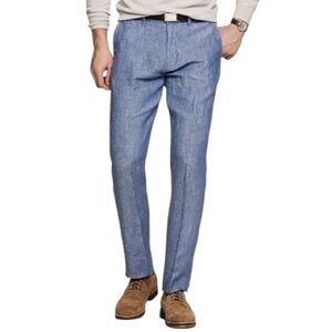 J. Crew Men’s Size 34 x 34 Blue Chambray Baird McNutt Irish Linen Bowery Pants